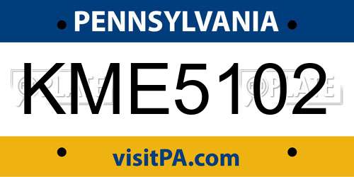 KME5102 Pennsylvania License Plate