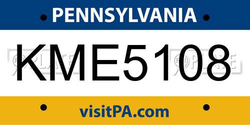 KME5108 Pennsylvania License Plate