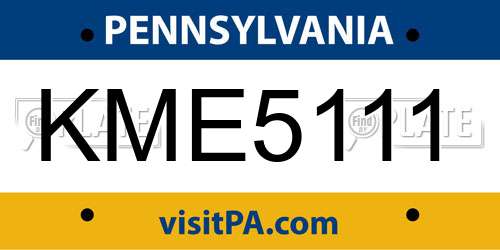 KME5111 Pennsylvania License Plate