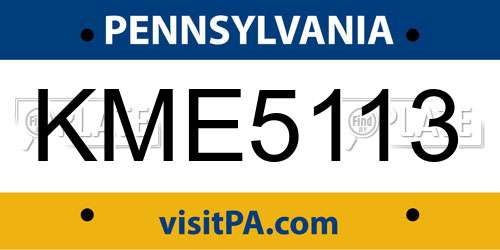 KME5113 Pennsylvania License Plate