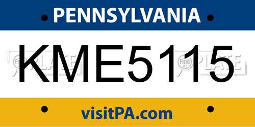KME5115 Pennsylvania License Plate