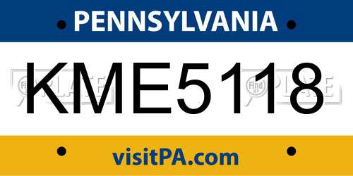 KME5118 Pennsylvania License Plate