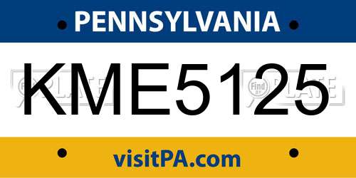 KME5125 Pennsylvania License Plate