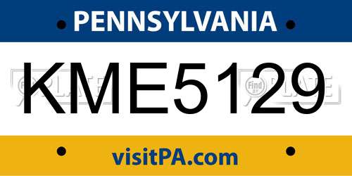 KME5129 Pennsylvania License Plate