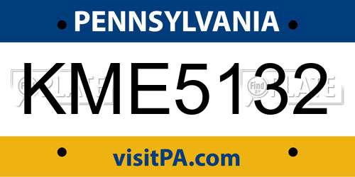 KME5132 Pennsylvania License Plate