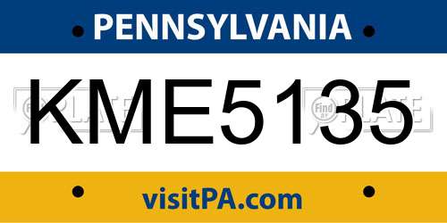 KME5135 Pennsylvania License Plate