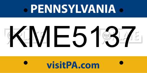 KME5137 Pennsylvania License Plate