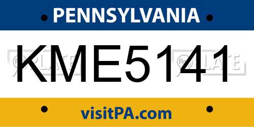 KME5141 Pennsylvania License Plate