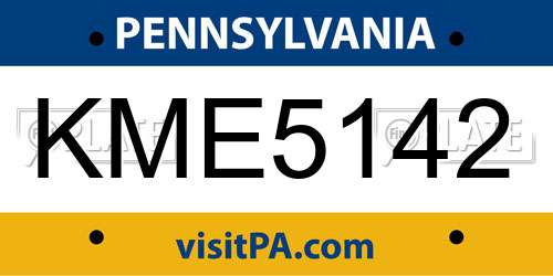 KME5142 Pennsylvania License Plate