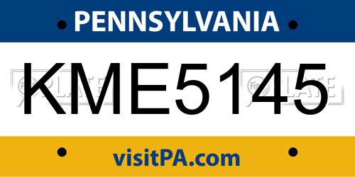 KME5145 Pennsylvania License Plate