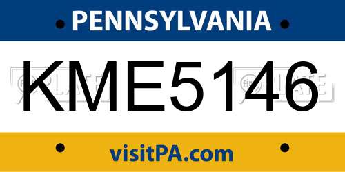 KME5146 Pennsylvania License Plate