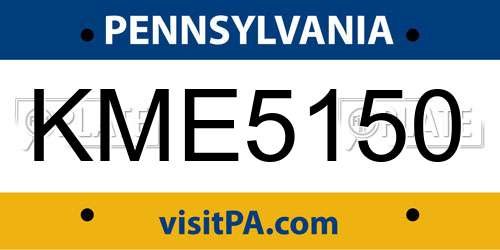 KME5150 Pennsylvania License Plate