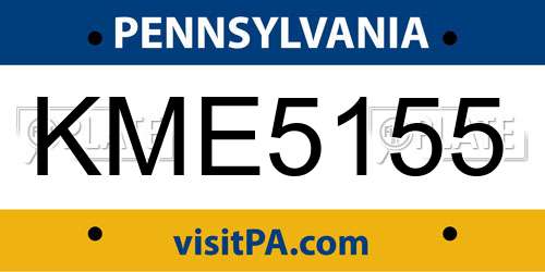 KME5155 Pennsylvania License Plate