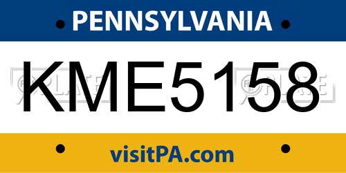 KME5158 Pennsylvania License Plate