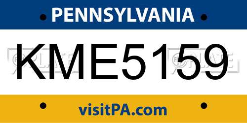 KME5159 Pennsylvania License Plate