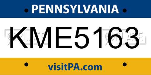 KME5163 Pennsylvania License Plate