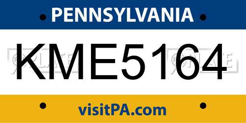 KME5164 Pennsylvania License Plate