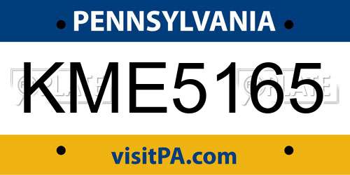 KME5165 Pennsylvania License Plate