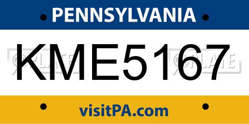 KME5167 Pennsylvania License Plate