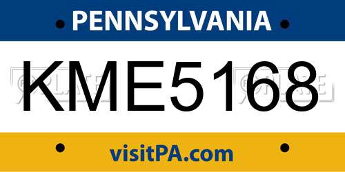 KME5168 Pennsylvania License Plate