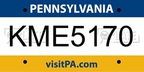 KME5170 Pennsylvania License Plate