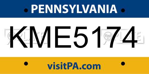 KME5174 Pennsylvania License Plate