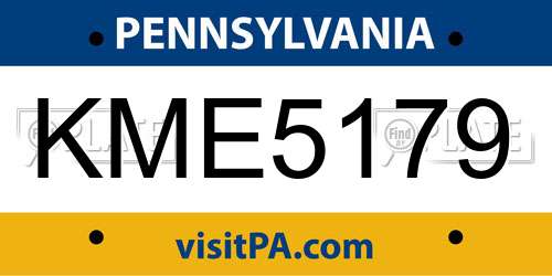 KME5179 Pennsylvania License Plate