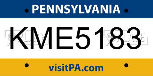 KME5183 Pennsylvania License Plate