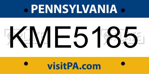 KME5185 Pennsylvania License Plate