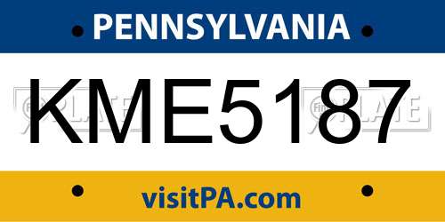 KME5187 Pennsylvania License Plate