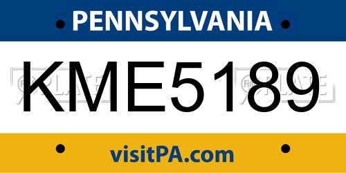 KME5189 Pennsylvania License Plate