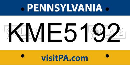 KME5192 Pennsylvania License Plate