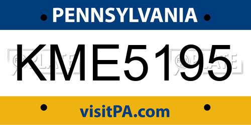 KME5195 Pennsylvania License Plate