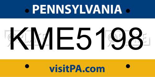 KME5198 Pennsylvania License Plate