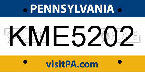 KME5202 Pennsylvania License Plate