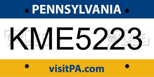KME5223 Pennsylvania License Plate