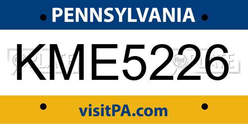 KME5226 Pennsylvania License Plate