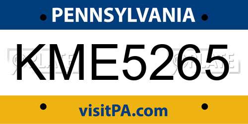 KME5265 Pennsylvania License Plate