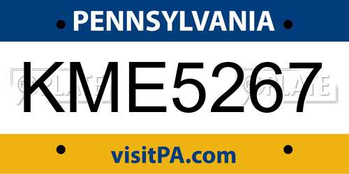 KME5267 Pennsylvania License Plate