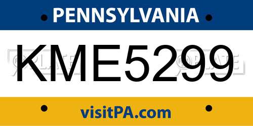 KME5299 Pennsylvania License Plate