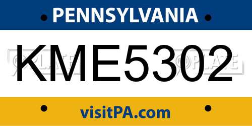 KME5302 Pennsylvania License Plate
