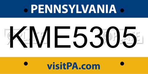 KME5305 Pennsylvania License Plate