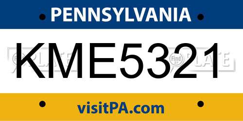 KME5321 Pennsylvania License Plate