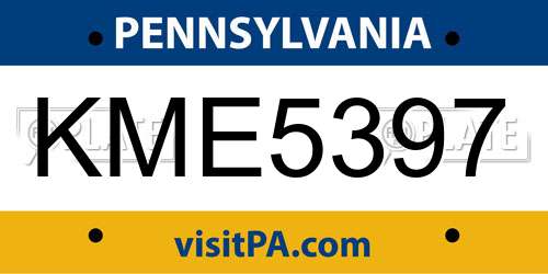 KME5397 Pennsylvania License Plate