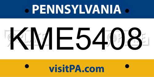 KME5408 Pennsylvania License Plate