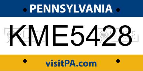 KME5428 Pennsylvania License Plate