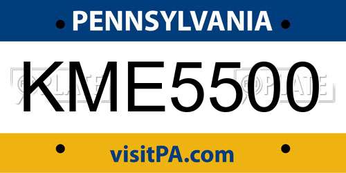 KME5500 Pennsylvania License Plate