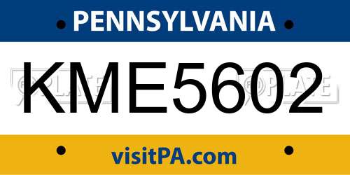 KME5602 Pennsylvania License Plate