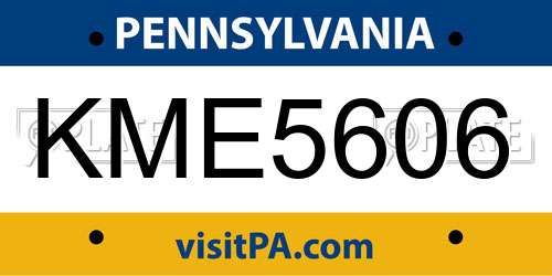 KME5606 Pennsylvania License Plate