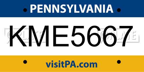 KME5667 Pennsylvania License Plate